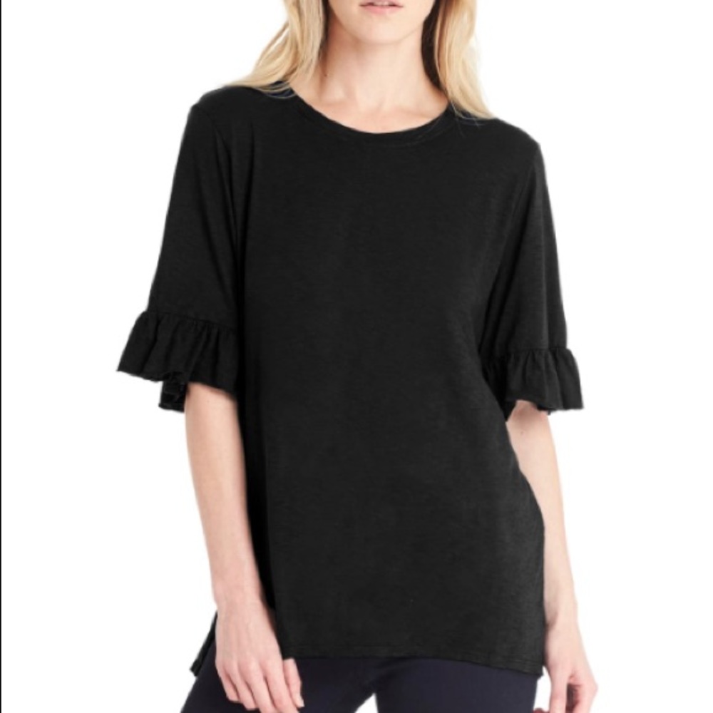 NWOT  Michael Stars Sleeves top trimmed with raw-edge ruffles!